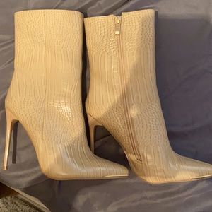 Stiletto Zipper Snake Print Pointed-Toe Boots